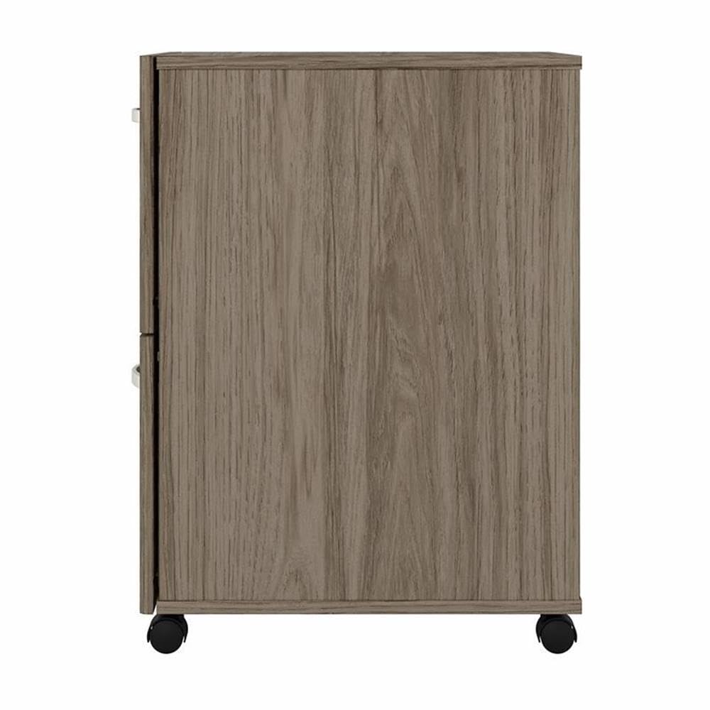 Bush Business Furniture Hybrid 2 Drawer Mobile File Cabinet in Modern Hickory - Assembled