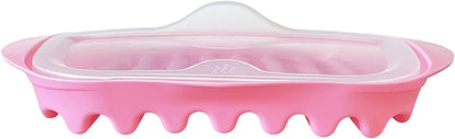 Microwave Bacon Tray with Splatter Lid, Quick and No Mess, Cooker for Crispy Bacon in Minutes, Pink