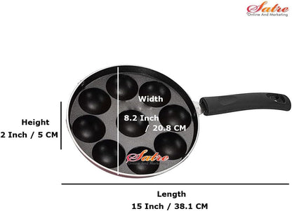 Satre Online Aluminium Non-Stick 9 Cavity Appam Patra with Steel Lid, Black