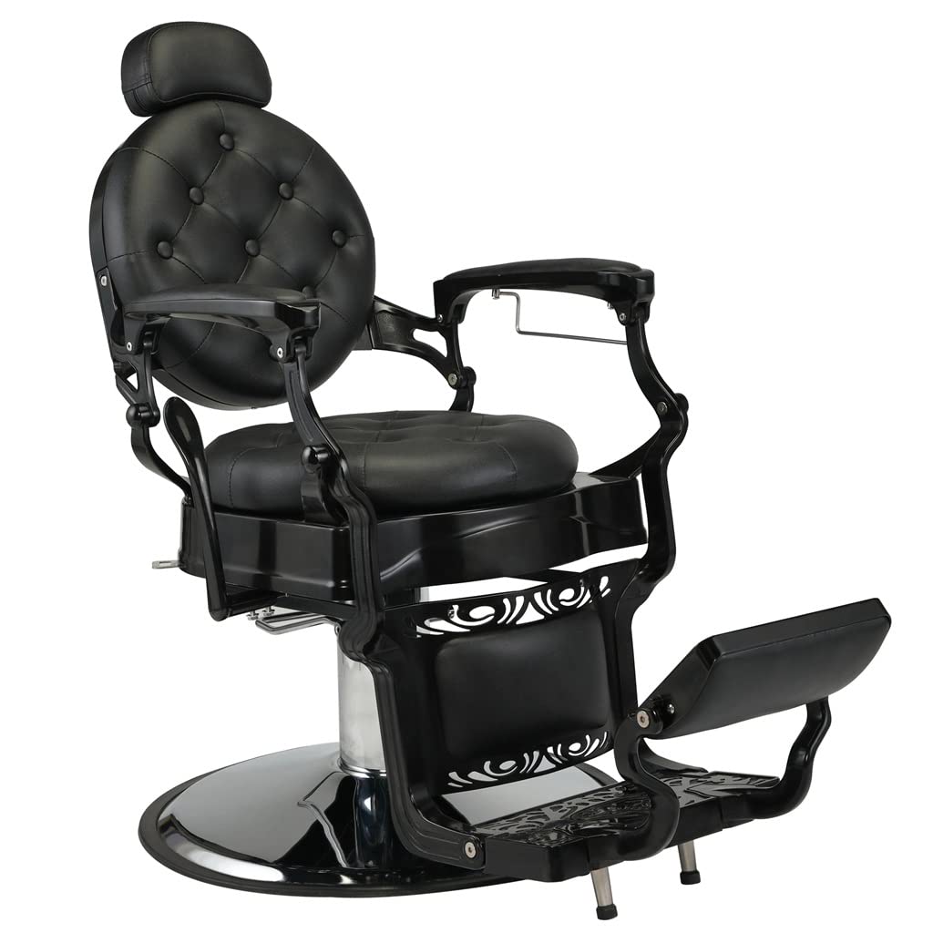 TEOYETTSF Haircut Beauty Salon Chair Hydraulic Barber Chair Styling Retro Leather Barber Chair Black