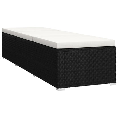 HFUDPOF Adjustable Sunbed with Side Table and Cushion, Black Sun Lounger Set with Tea Table for Outdoor Relaxation, PE Rattan Chaise Lounge