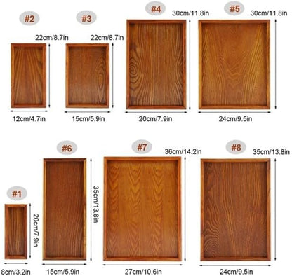 Wooden Serving Tray, Rectangle Wooden Tea Tray for Fruit, Snack, Candy, Coffee Table Organizer
