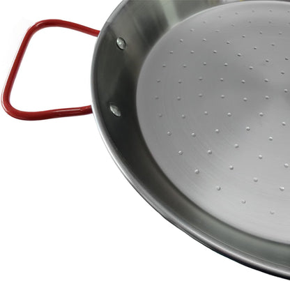 Garcima La Ideal Polished Steel Paella Pan, 30 cm, Silver/Red