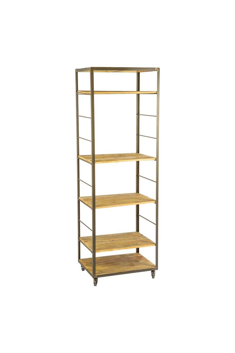 KALALOU CQ7564 Tall Shelving Unit with Adjustable Recycled Wood Shelves