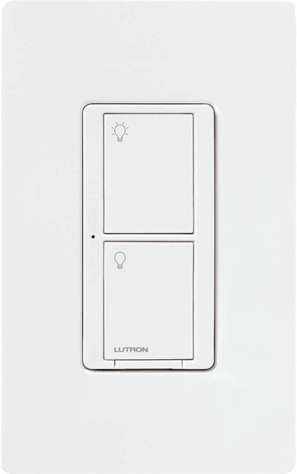 Lutron Caseta Smart Switch 3-Way Kit, with Pico Remote, Wallplate, Wall Bracket for LED Lights and Fans, 5 Amp, Neutral Required, P-PKG1WS-WH
