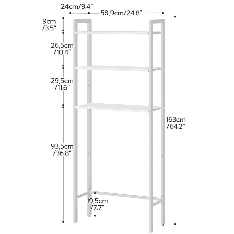HOOBRO Over The Toilet Storage, 3-Tier Bathroom Organizer Shelf Over Toilet, Freestanding Bathroom Storage Shelves, Space Saver, Easy to Assemble for Room, White WT41TS01