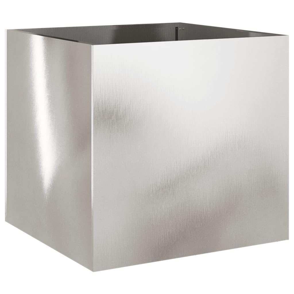Foknhdi Set of 2 Large Silver Stainless Steel Rectangular Planters 18.5 x 19.3 x 18.1 in, Polished Planter Box for Patio Balcony Living Room Modern Indoor Outdoor Decor