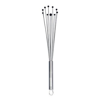 Restaurantware 12.5 in Stainless Steel Ball Whisk with Silicone Tips - German Standard Sauce & Gravy Whisk, Non-Scratch, Dishwasher Safe - Non-Stick Silicone Ball Whisk for Baking