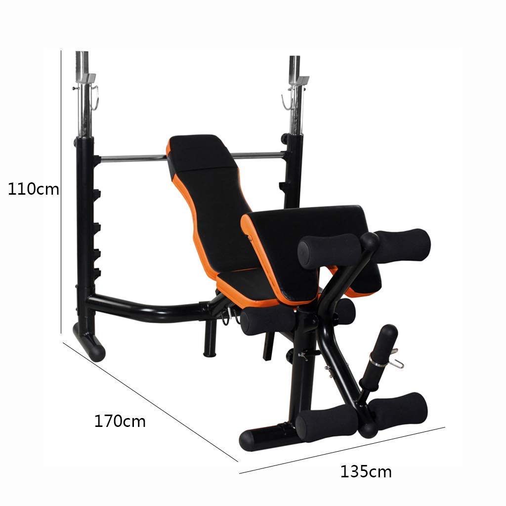 Gym Weight Bench pressFolding Weight Table Dumbbell Bench Functional Bench Press Weight Bench Barbell Rack Commercial Squat Rack Set Barbell Training (Color : Black, Size : 1