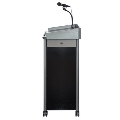 OEF Furnishings CoreSound Media Series Floor-Standing Mobile Lectern (No Microphone, AC Powered, Charcoal Finish)