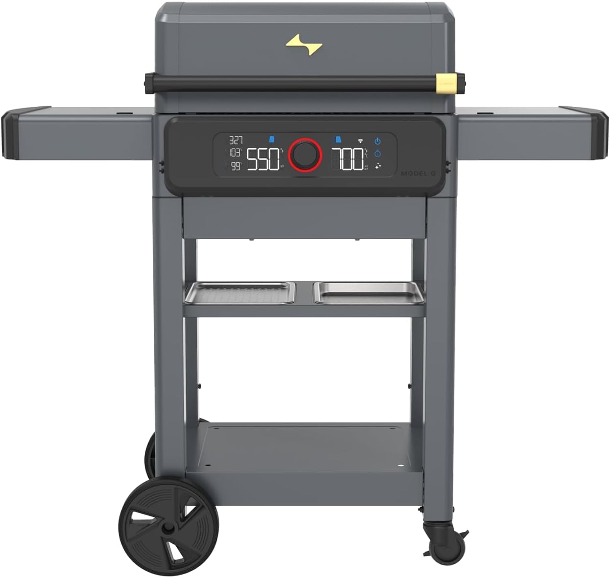 Current® Model G Dual Zone Grill, Smart Electric Outdoor Grill with 200-700°F Range for Searing & Roasting, Digital Precision, Independent Heat Zones, Apartment-Friendly & Weather-Resistant, Slate
