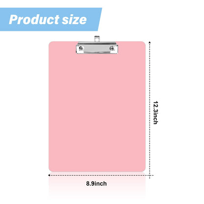 Geyoga 6 Pcs Plastic Clipboards with Low Profile Metal Clip, 12.3 x 8.9 Inch Hangable Low Profile Clipboard Standard A4 Letter Size for Nurse Office Clerk School Students Restaurant(Light Color)