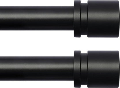 Byondeth Curtain Rods - Adjustable 16 to 144 Inches | 1 Inch Diameter | Black Aluminum Finials