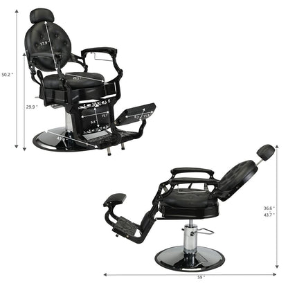 TEOYETTSF Haircut Beauty Salon Chair Hydraulic Barber Chair Styling Retro Leather Barber Chair Black