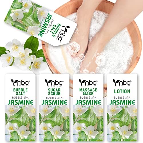 Pedicure Kit Foot Soak Set: Bubble Salt, Sugar Scrub, Massage Mask, Massage Lotion in a Box, 4 Step Foot Spa Kit for Dry Feet,Tired Feet（3 Set Tropical Fruit)