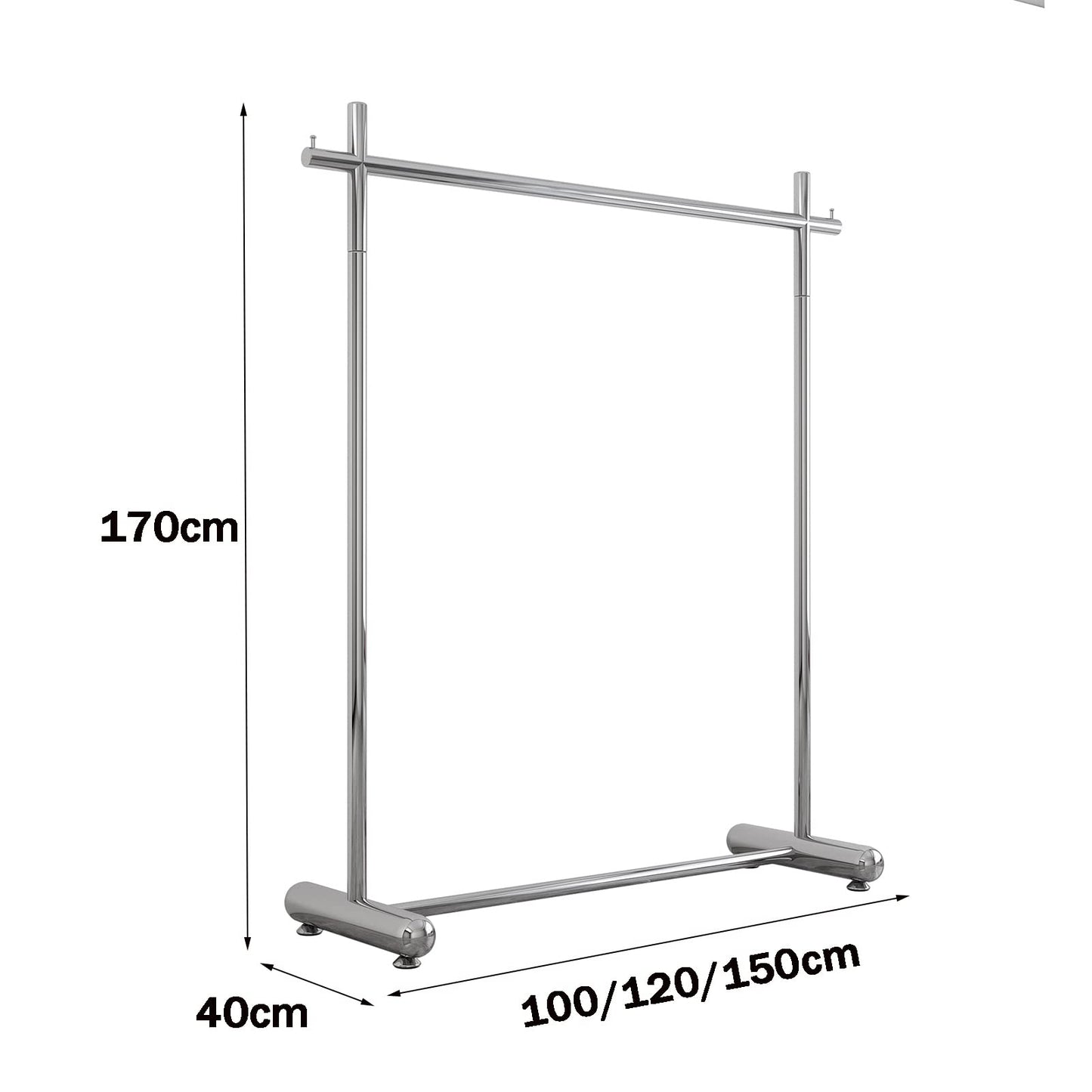 Garment Rack Commercial-Grade Metal Clothes Rail Silver Stainless Steel Clothing Rack for Hanging Clothes Large Capacity Single Rail Coat Rack for Bedroom and Living (120x40x170CM)