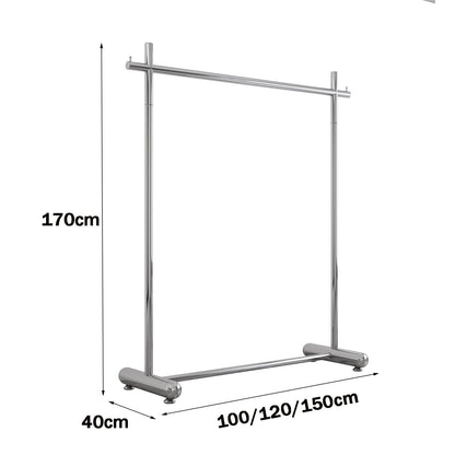 Garment Rack Commercial-Grade Metal Clothes Rail Silver Stainless Steel Clothing Rack for Hanging Clothes Large Capacity Single Rail Coat Rack for Bedroom and Living (120x40x170CM)
