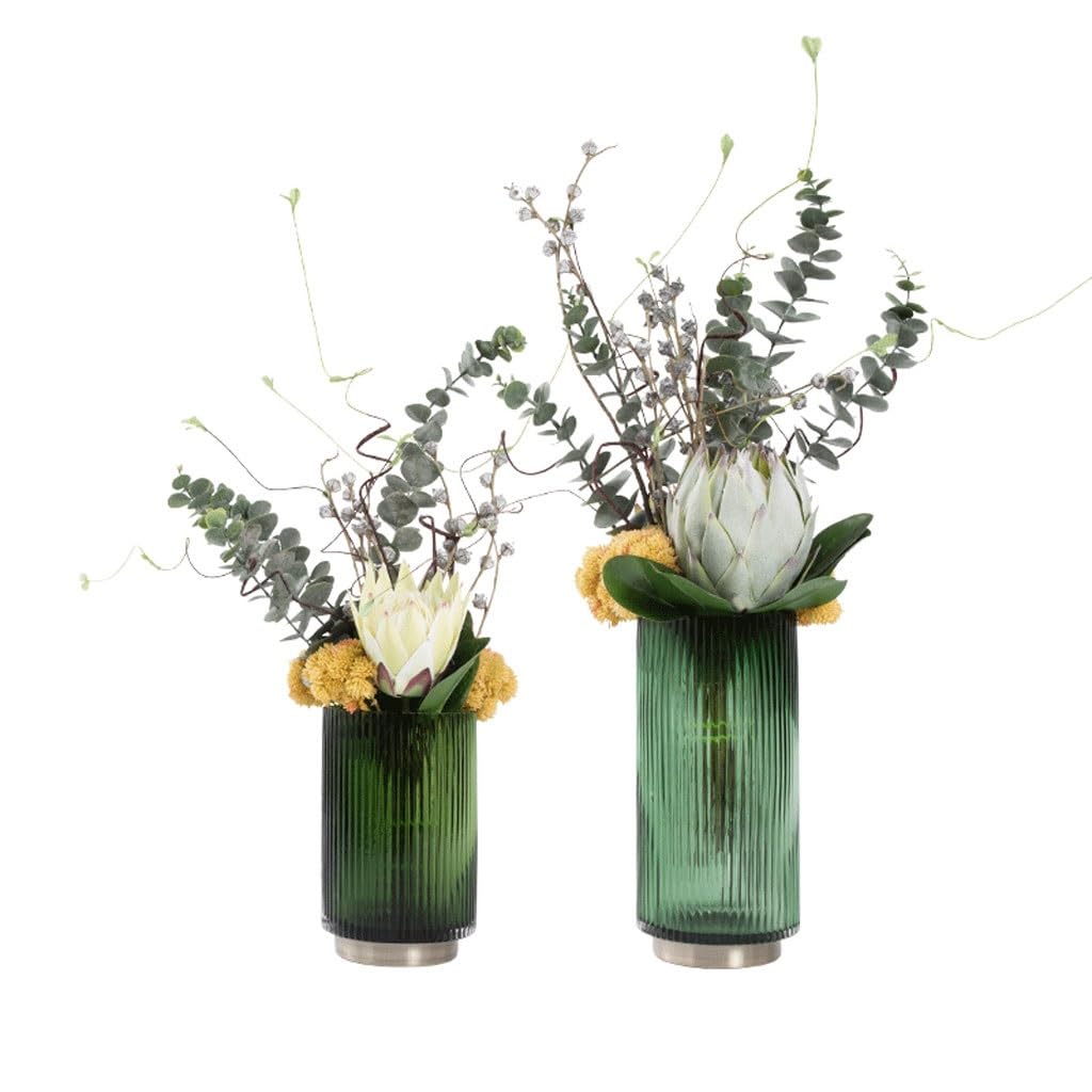 Simulation Tree Potted Plant Nordic Light Luxury Simulation Flower Art Decoration Living Room Dining Table Negotiating Table Glass Bottle Flower Arrangement Decoration Artificial Bonsai Tree(B)