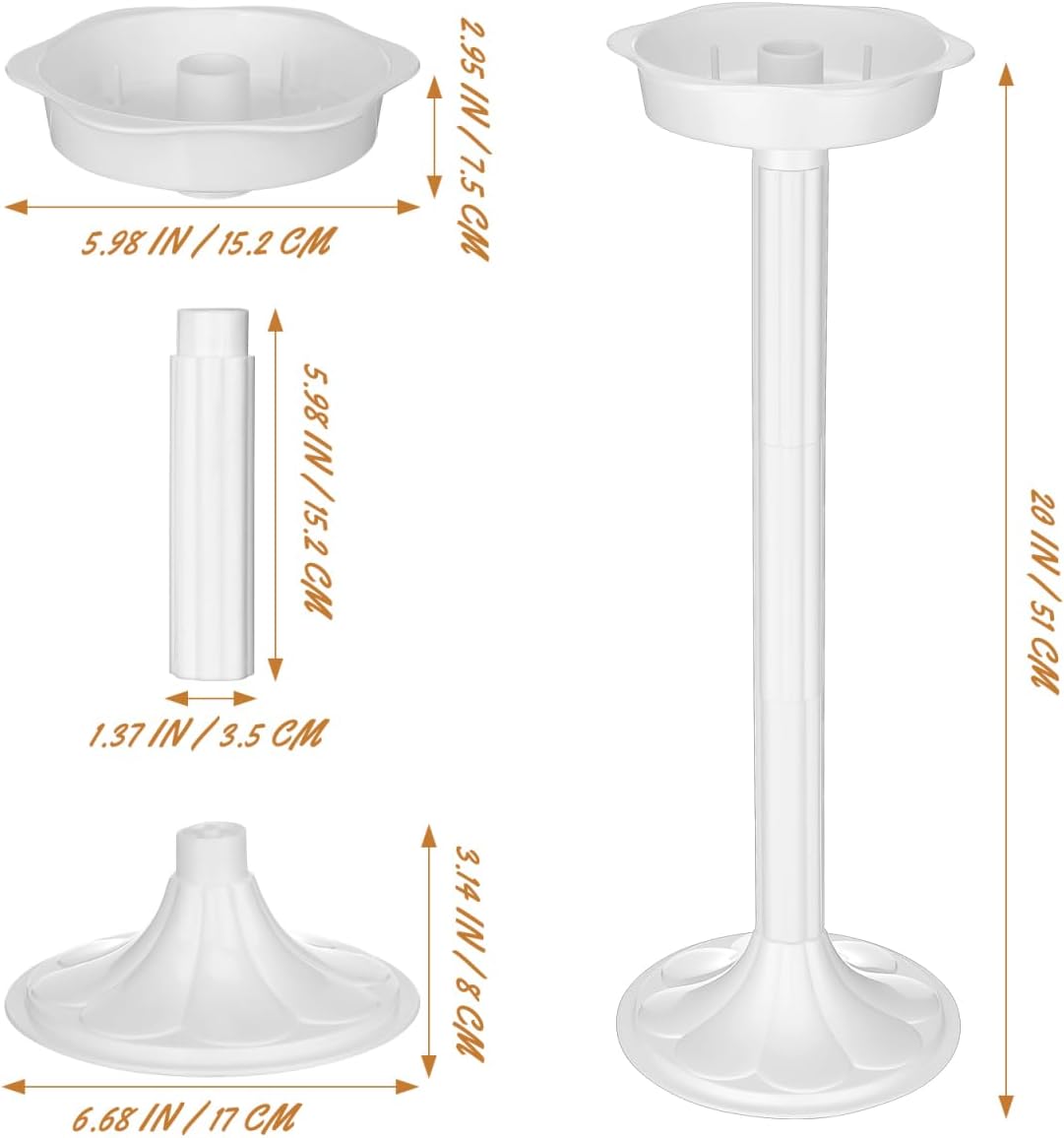 2 19.7 Inch Abaodam Pcs Wedding Flower Stand Roman Pillar, White Decorative Columns for Road Lead, Flower Arrangement