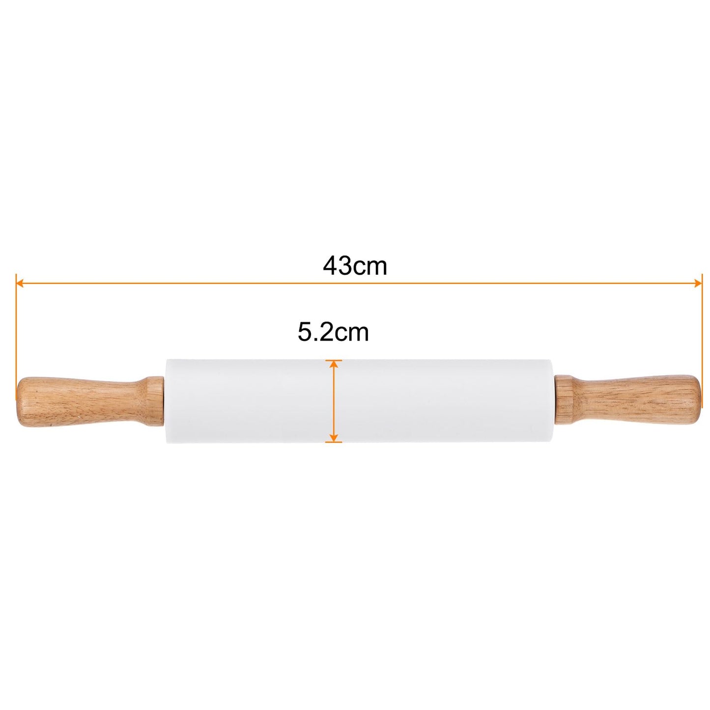 HARFINGTON Silicone Rolling Pins for Baking 16.93 Inch Non-Stick Silicone Surface Wooden Handle Rolling Pin Small Roller Playdough Rolling Pins for Fondant Kitchen Dough Pizza, White
