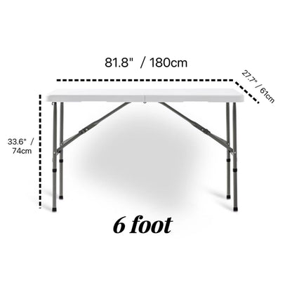 6ft Portable Aluminum Folding TableLightweight Collapsible BBQ Camping & Outdoor Dining Table Perfect for Garden Picnics Cookouts Buffets (Black)