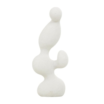 Deco 79 Polystone Abstract Decorative Sculpture Curved Shaped Home Decor Statue with Speckled Texturing, Accent Figurine 7" x 4" x 18", White