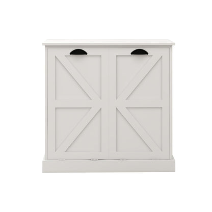 Modern Contemporary Laundry Sorter Cabinet, Two-Compartment Tilt-Out, for Bathroom Living Room Hallway