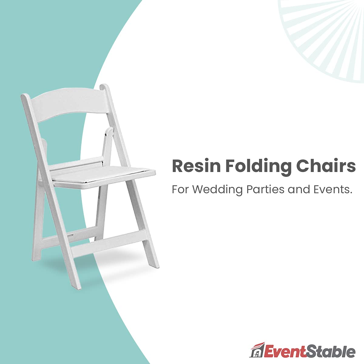 EventStable Titan Series 100 Resin Folding Chairs with 4 Dollies and 4 Straps Bundle - White Indoor/Outdoor Lightweight Folding Chair - Padded Folding Chair for Weddings Parties Events