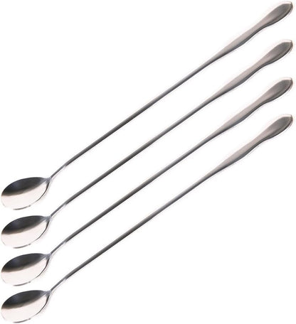 SellerWay Long Handle Spoon, 12-inch Stainless Steel Iced Teaspoon for Mixing, Set of 4