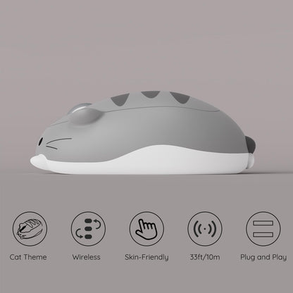 Akko Cat Theme Wireless Gaming Mouse, 2.4G GHz with a USB Receiver, Cute Optical Cordless Cartoon Mice for Computer/Laptop/Desktop/PC, Compatible with Mac/Win (Gray Mimo)
