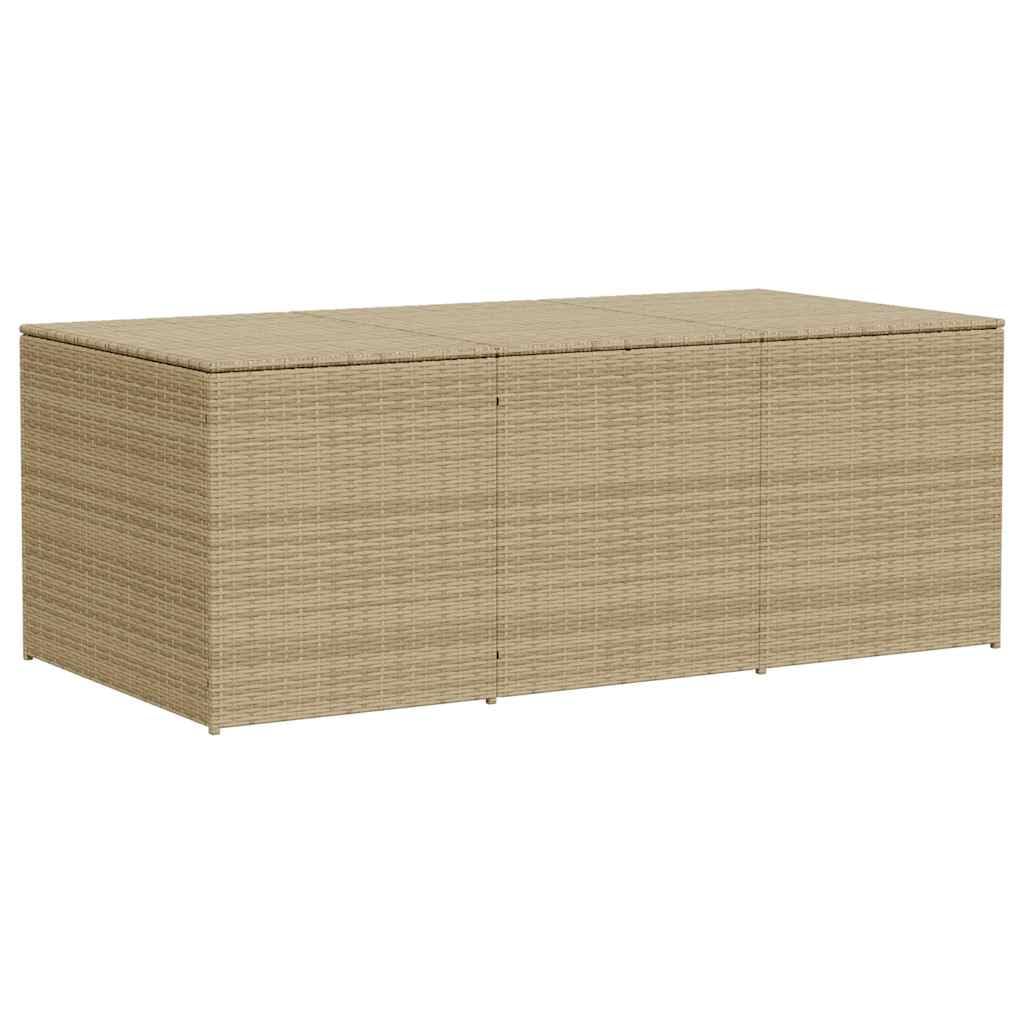 GKHPYURE Mix Beige Poly Rattan Patio Storage Box 259.9 Gal, Waterproof Bag for Cushions, Gas Springs Lid, Powder-Coated Steel Frame