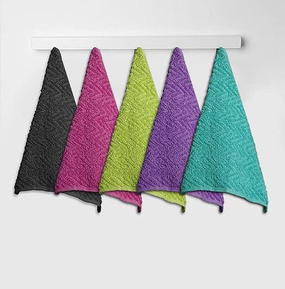 '-24 Pack -12" 12"- ZUPERIA Zigzag Multicolor Wash Cloths x Highly Absorbent Soft Washcloths for Face, Gym Towels, Hotel