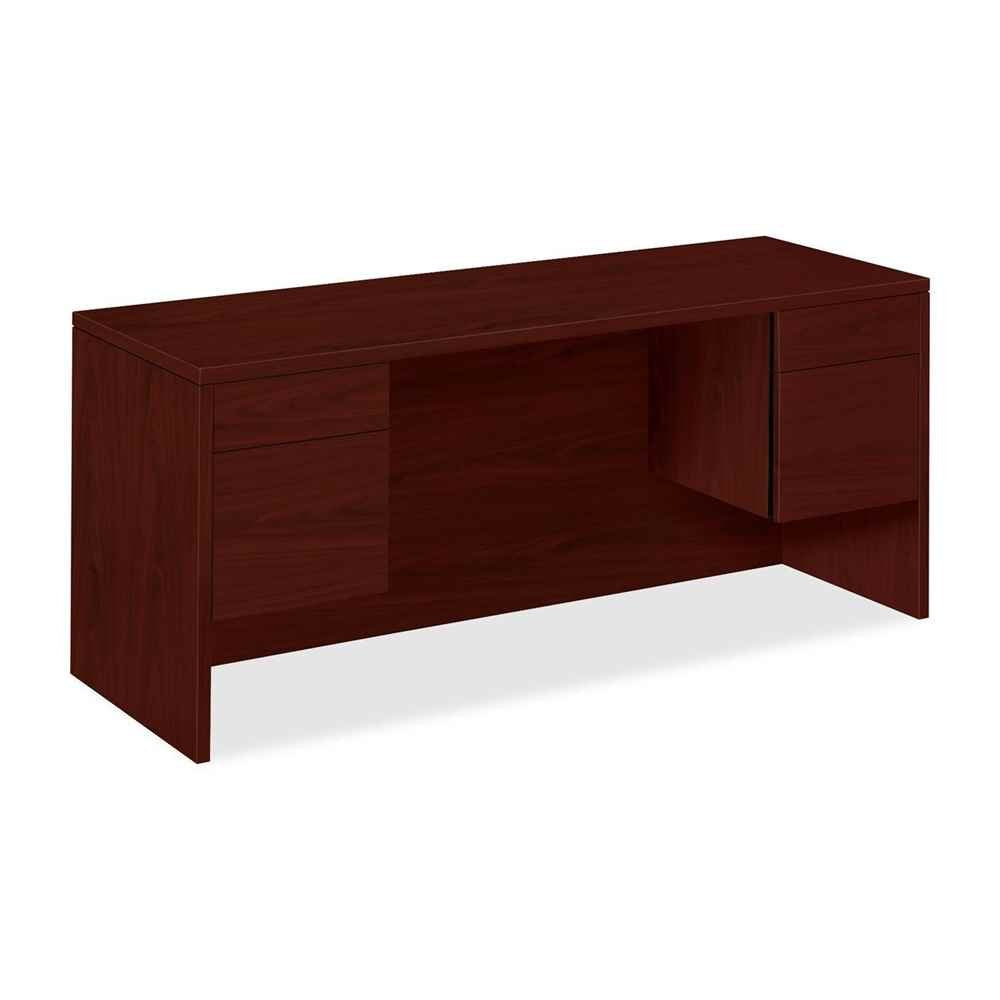 HON 10565NN 10500 Series Kneespace Credenza with 3/4-Height Pedestals, 60w x 24d, Mahogany