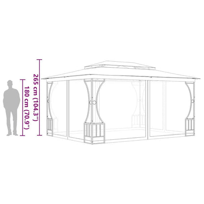 Gazebo with Nets 9.8'x13.1'x8.7' Anthracite, UV Proof Polyester Fabric, Steel Frame Outdoor Canopy Tent for Patio, Backyard, Party Events Outdoor Structures