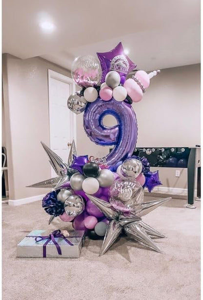 Purple Number 60 Balloon - 40 Inch Giant Foil Decoration for 60th Birthday Party Supplies