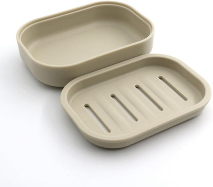 Plastic Soap Dish Container, Keeps Soap Dry, Easy Cleaning, Drain, Khaki