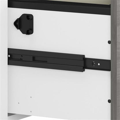 Pemberly Row 2-Drawer Engineered Wood Lateral File Cabinet, Durable Gray/Pure White Laminate Finish, Satin Silver Hardware, 31.61" W x 20" D x 30" H, Spacious Drawers for Letter/Legal Size Documents
