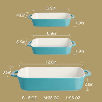 Sweejar Ceramic Bakeware Set - Rectangular Baking Dish for Casseroles & Daily Cooking | White Porcelain