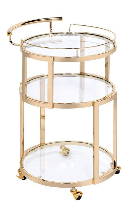 ACME Furniture Madelina cart, Gold & Clear Glass