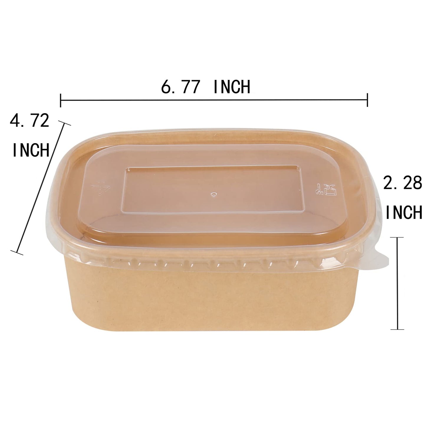JAYEEY 25 oz Disposable Kraft paper bowls with lids, Rectangle Food containers Soup Bowls Party Supplies Treat Bowls 50 Pack