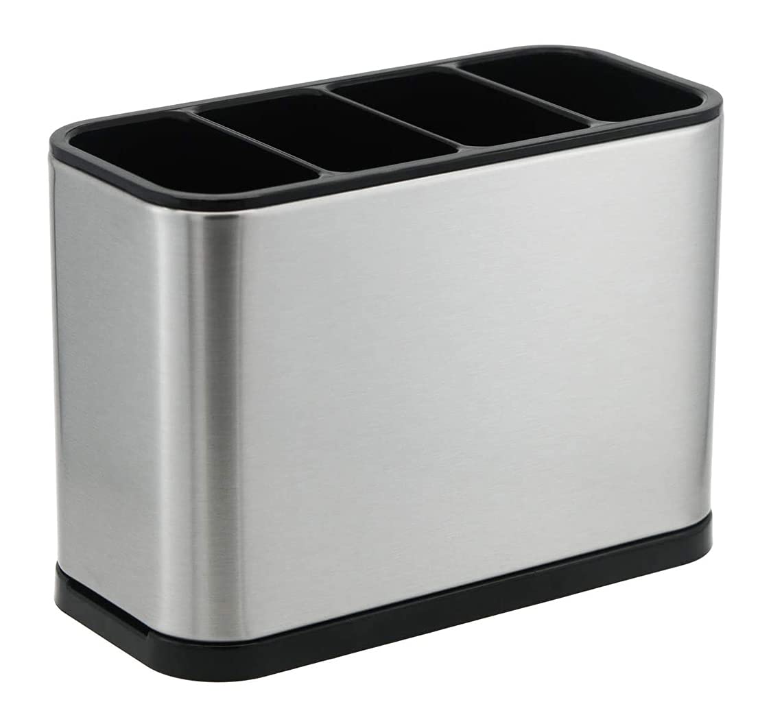 KESOL Kitchen Utensil Holder, Stainless Steel Utensil Drying Rack Flatware Holder Sinkware Caddy Countertop Organizer with 4 Divided Compartments, Rust Proof
