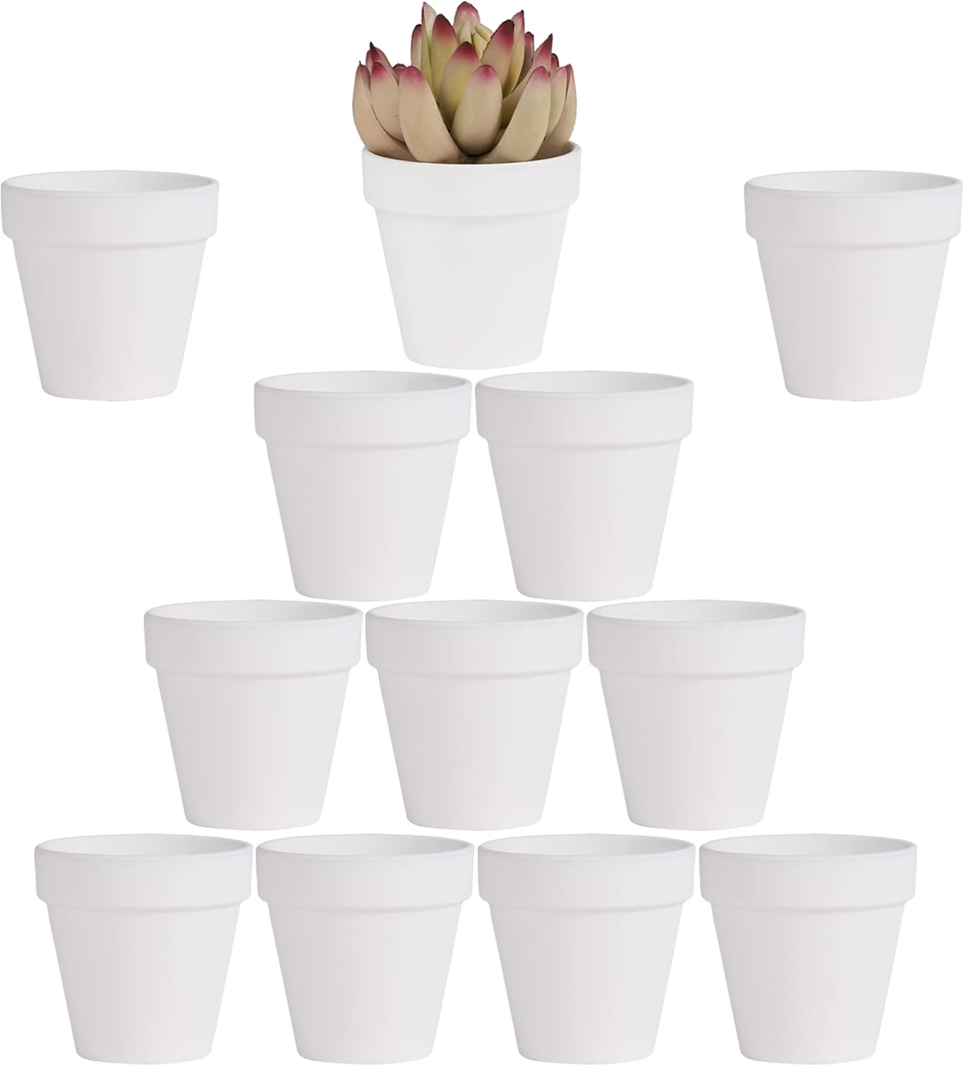 Yishang 2.5 inch White Terracotta Pots with Drainage Holes, Mini Clay Ceramic Planter, 12 Pack for Indoor/Outdoor