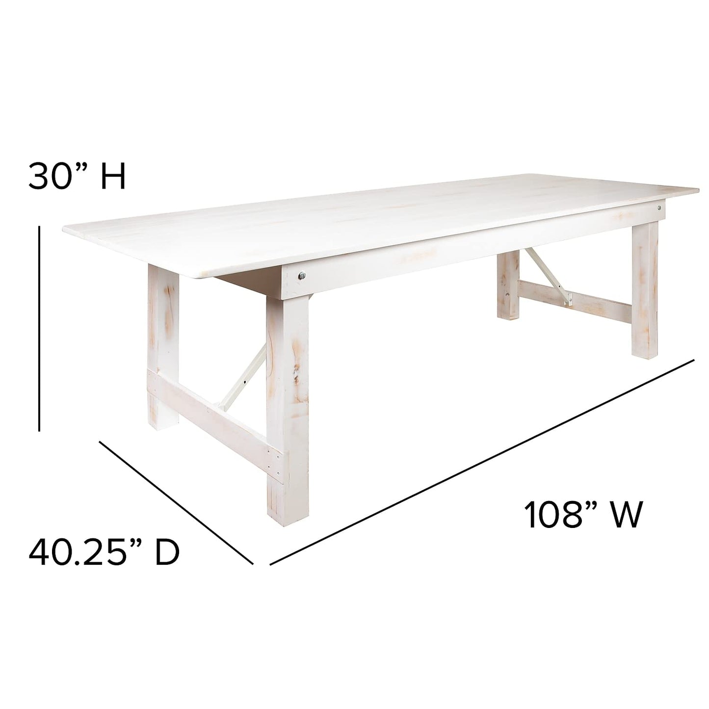 Flash Furniture HERCULES Series 9' x 40" Antique Rustic White Folding Farm Table and Four Bench Set