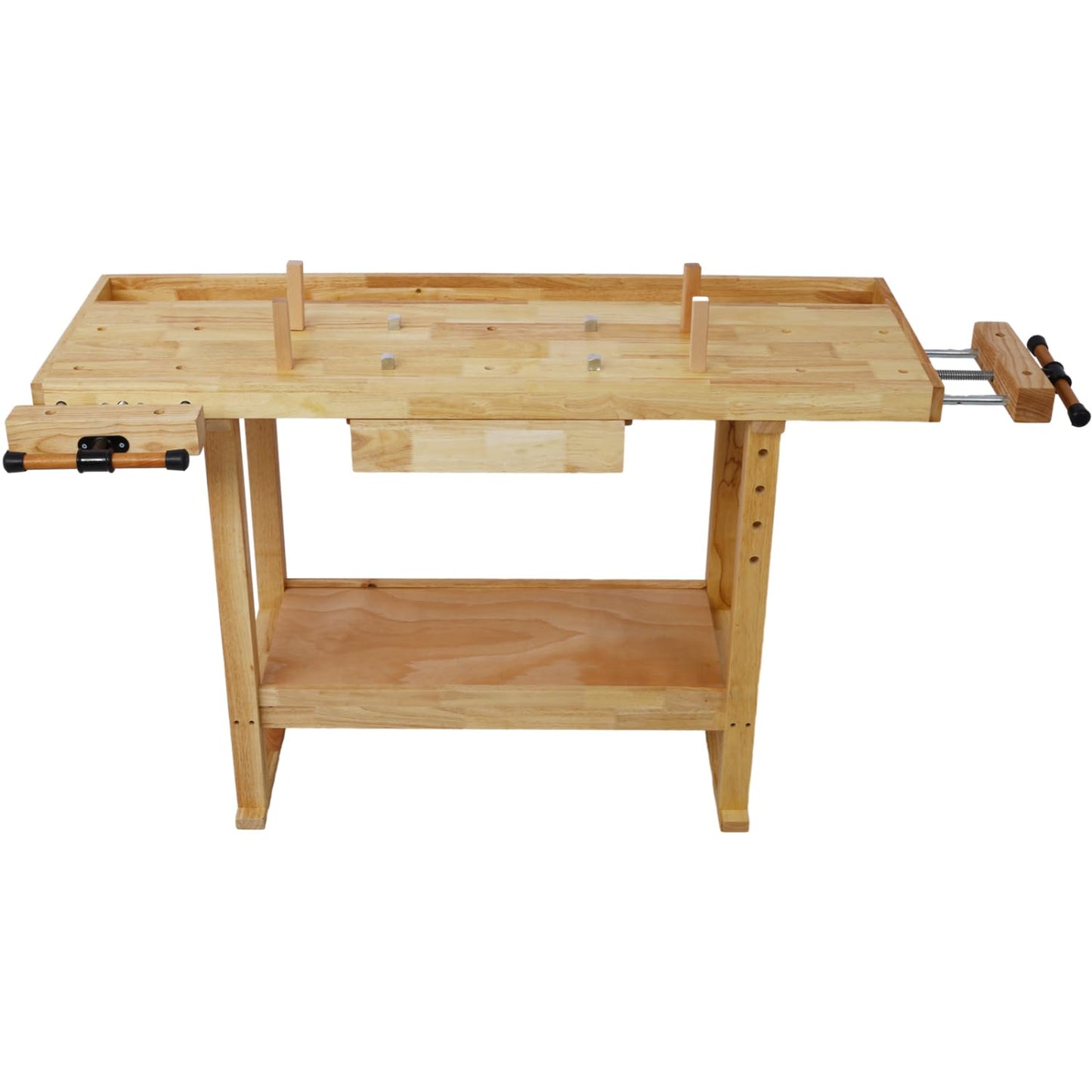 55-Inch Wood Workbench - Wooden Workbench for Garage Workshop and Home, with Clamps Set