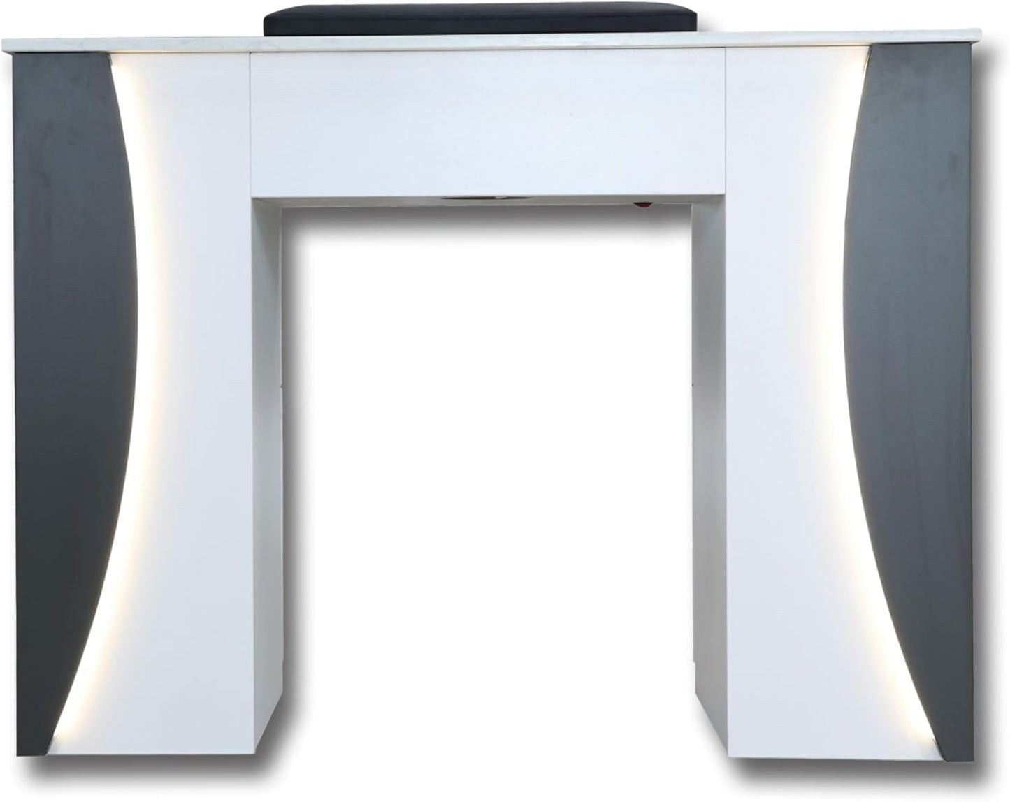 Venus Manicure Table Fan and Chair Set – Modern LED Nail Station Desk with Technician & Customer Chair, Ergonomic Design, Black & White Finish (Espresso, Espresso)