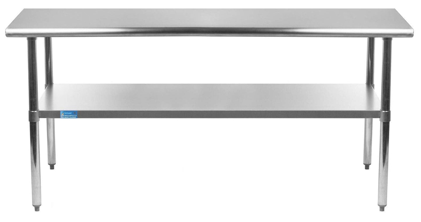 AmGood Stainless Steel Work Table with Undershelf | Food Prep NSF | Utility Work Station | (72" Length X 14" Width)