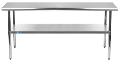 AmGood Stainless Steel Work Table with Undershelf | Food Prep NSF | Utility Work Station | (72" Length X 14" Width)