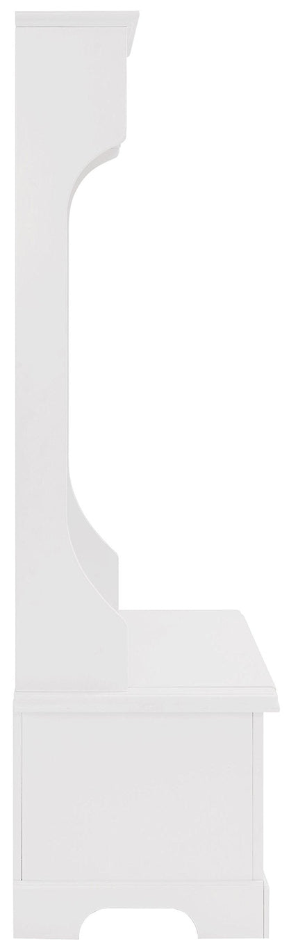 Crosley Furniture Campbell Hall Tree with Storage Bench and Coat Rack Hooks for Hanging, White