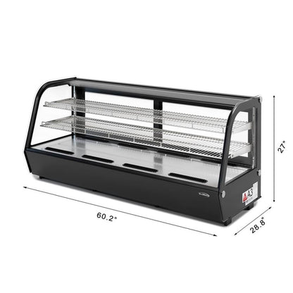Pemberly Row 8 Cu. Ft. Countertop Bakery Display Refrigerator, Black Finish, Glass Front, 2 Sliding Glass Doors, LED Lighting, 2 Shelves, Digital Temperature Control, Commercial Use for Pastries and