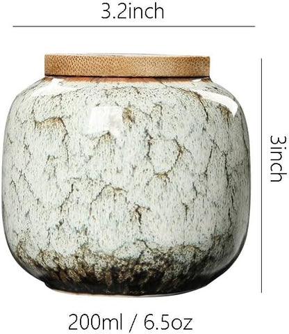 123Arts Ceramic Sugar Bowl, Tea Canister with Sealed Wooden Lid for Kitchen Storage